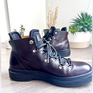 Burnt brown genuine leather booties